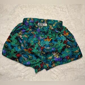 VINTAGE 80s RARE 100% Silk Addiction Tropical Jungle Print Boxer Shorts